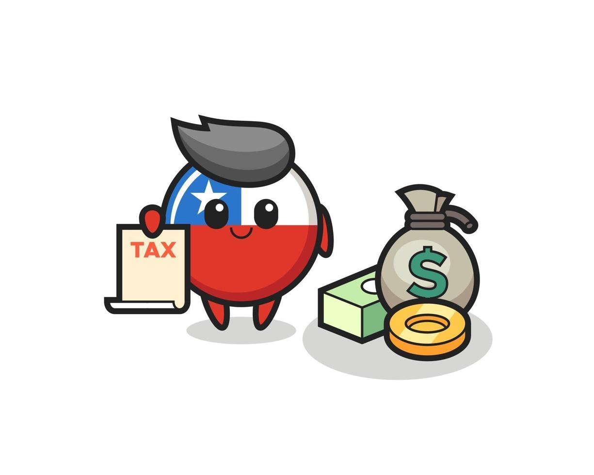 Character cartoon of chile flag badge as a accountant vector
