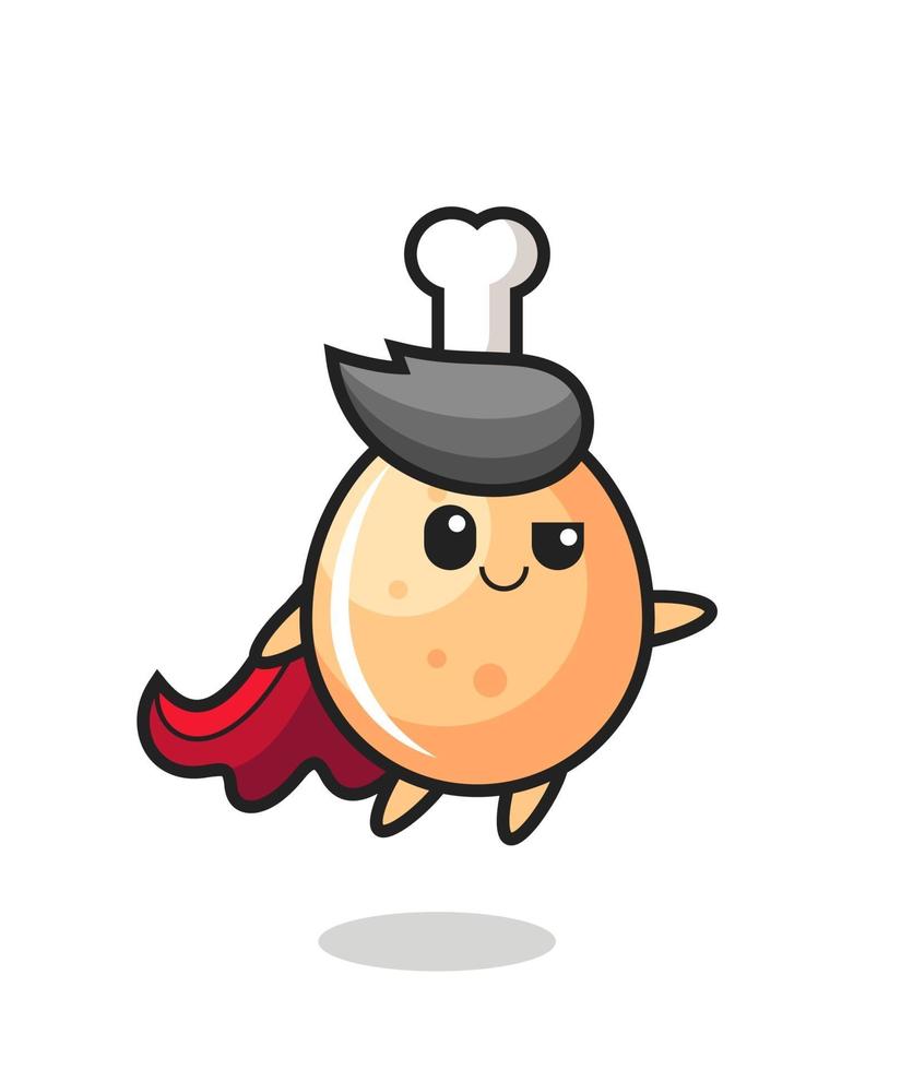 cute fried chicken superhero character is flying vector