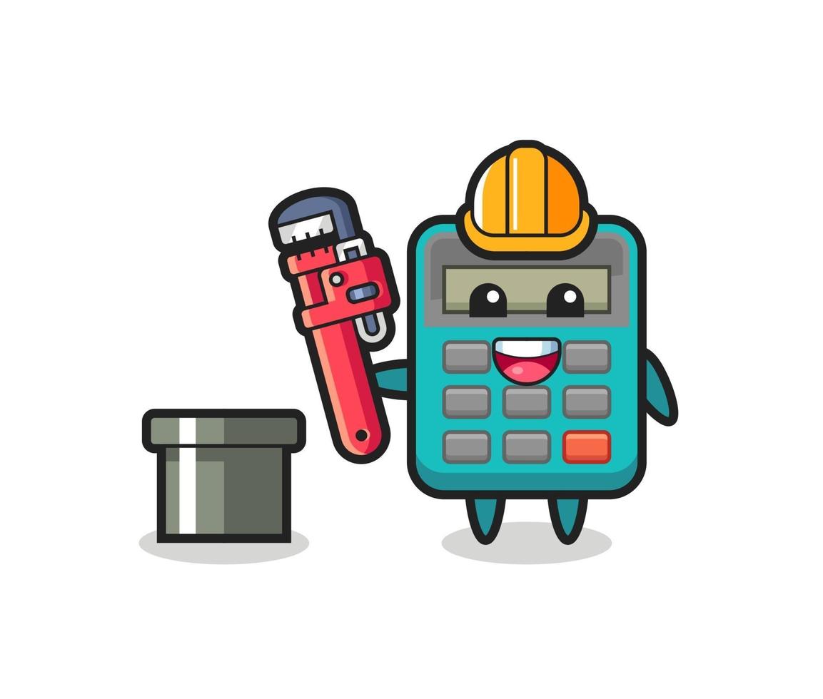 Character Illustration of calculator as a plumber vector