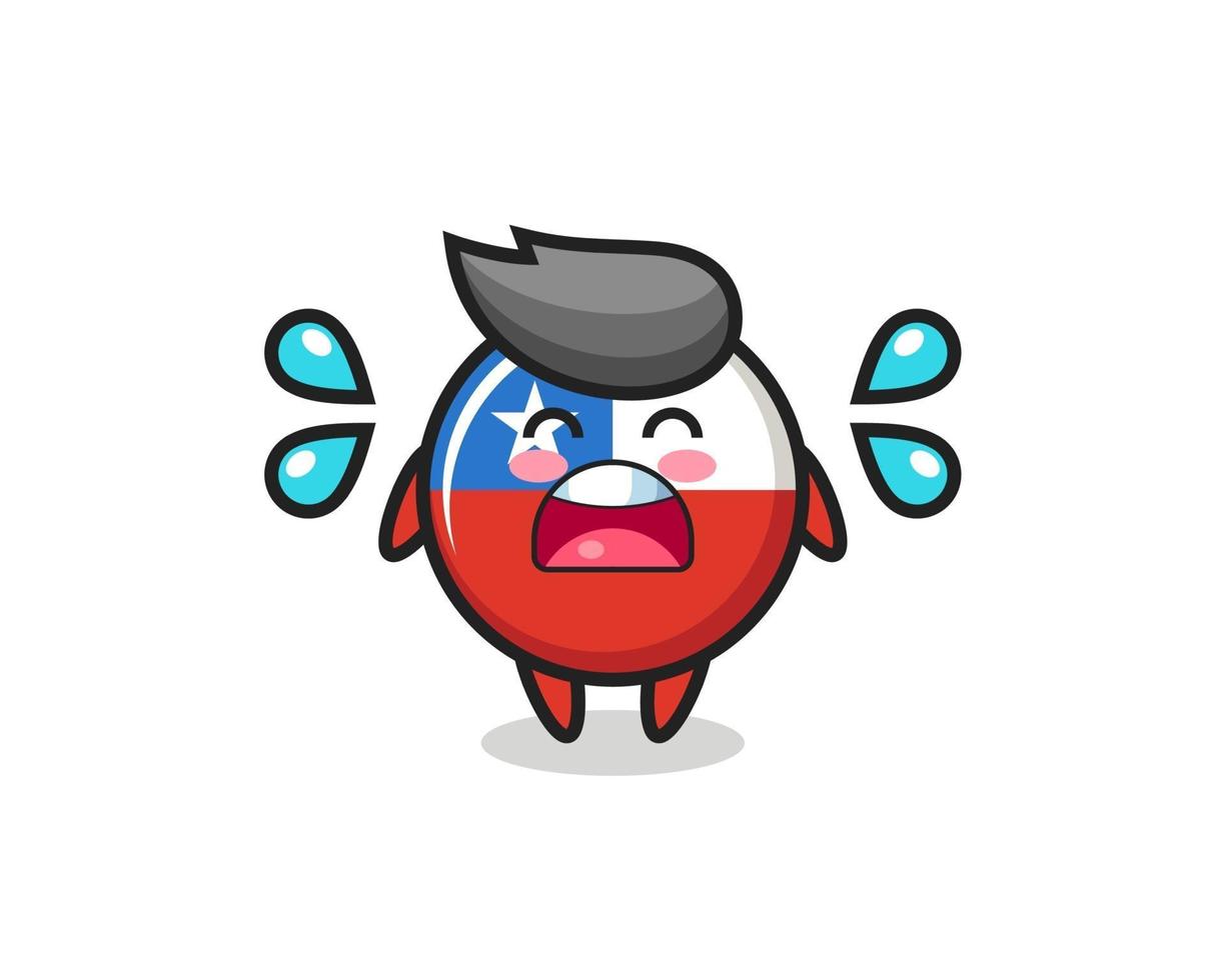 ilustración de dibujos animados de insignia de bandera de chile con gesto de llanto vector