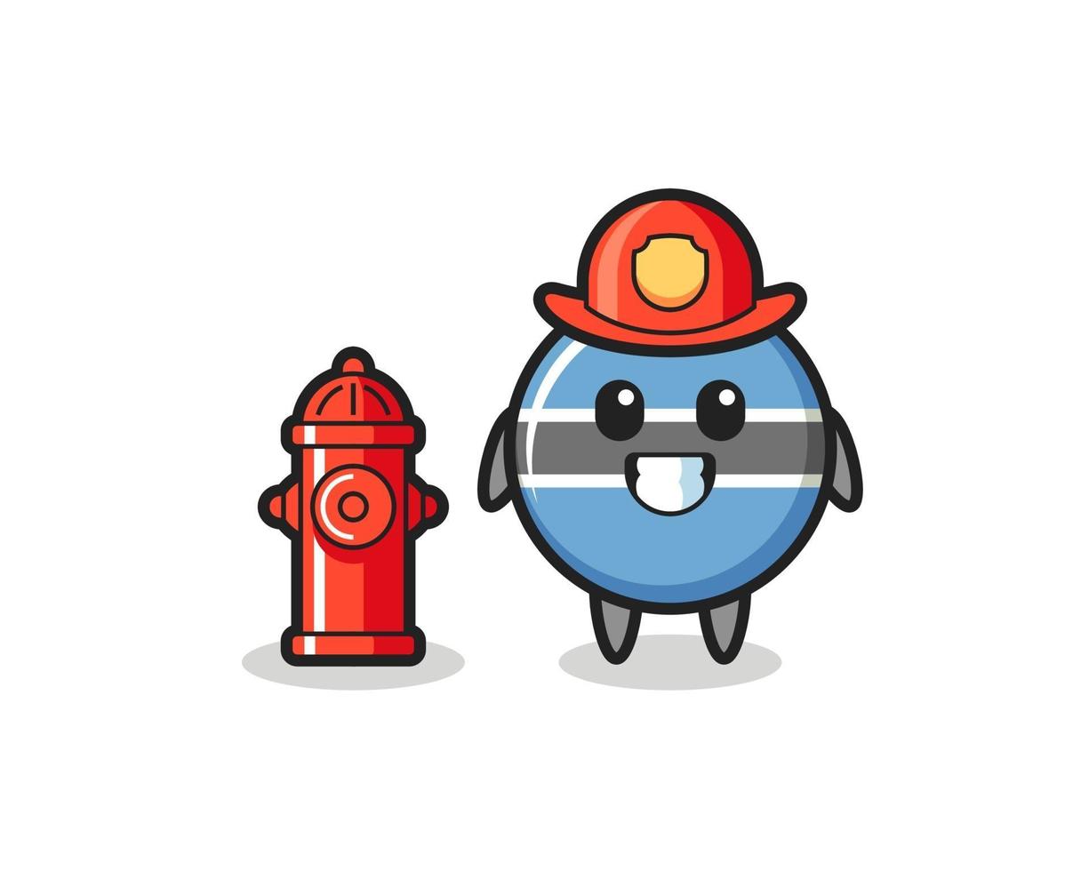 Mascot character of botswana flag badge as a firefighter vector