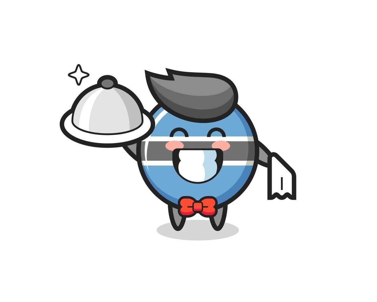 Character mascot of botswana flag badge as a waiters vector