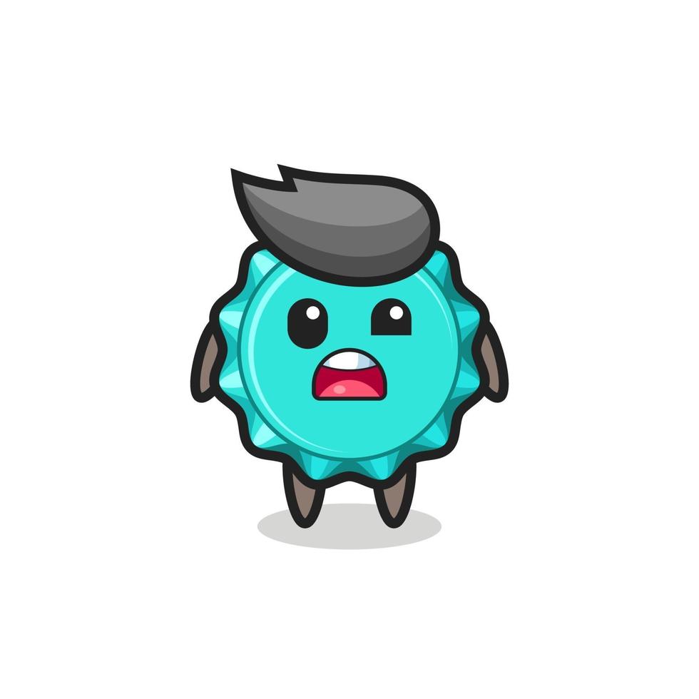 the shocked face of the cute bottle cap mascot vector