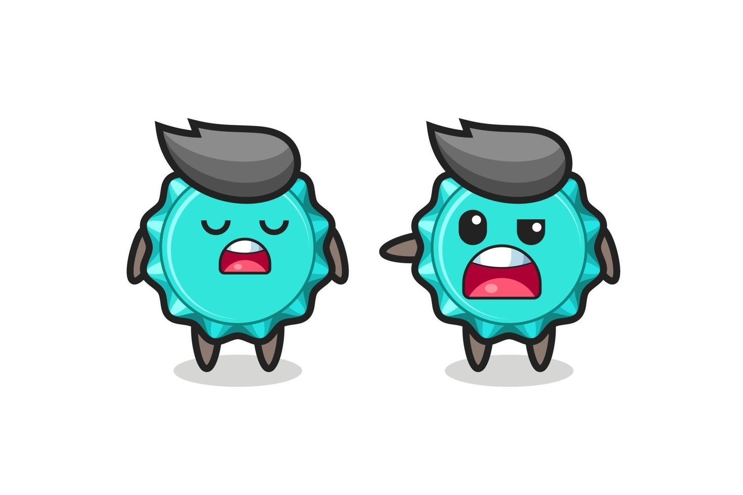 illustration of the argue between two cute bottle cap characters vector
