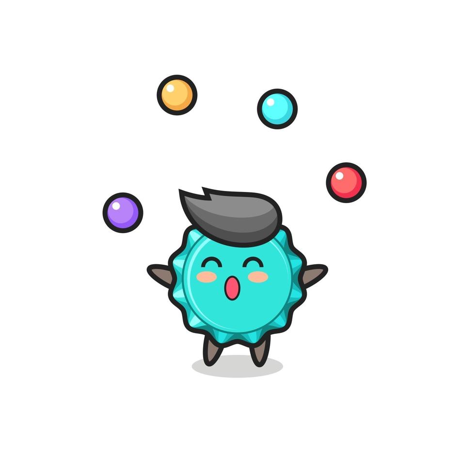 the bottle cap circus cartoon juggling a ball vector