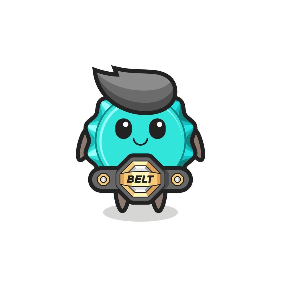 the MMA fighter bottle cap mascot with a belt vector