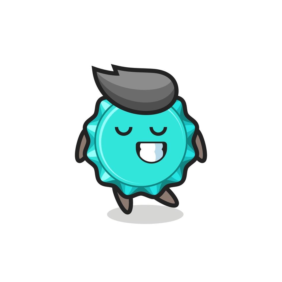 bottle cap cartoon illustration with a shy expression vector