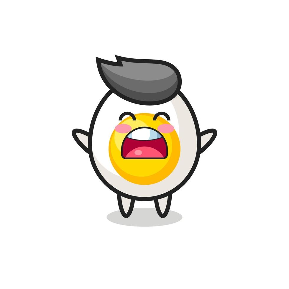cute boiled egg mascot with a yawn expression vector