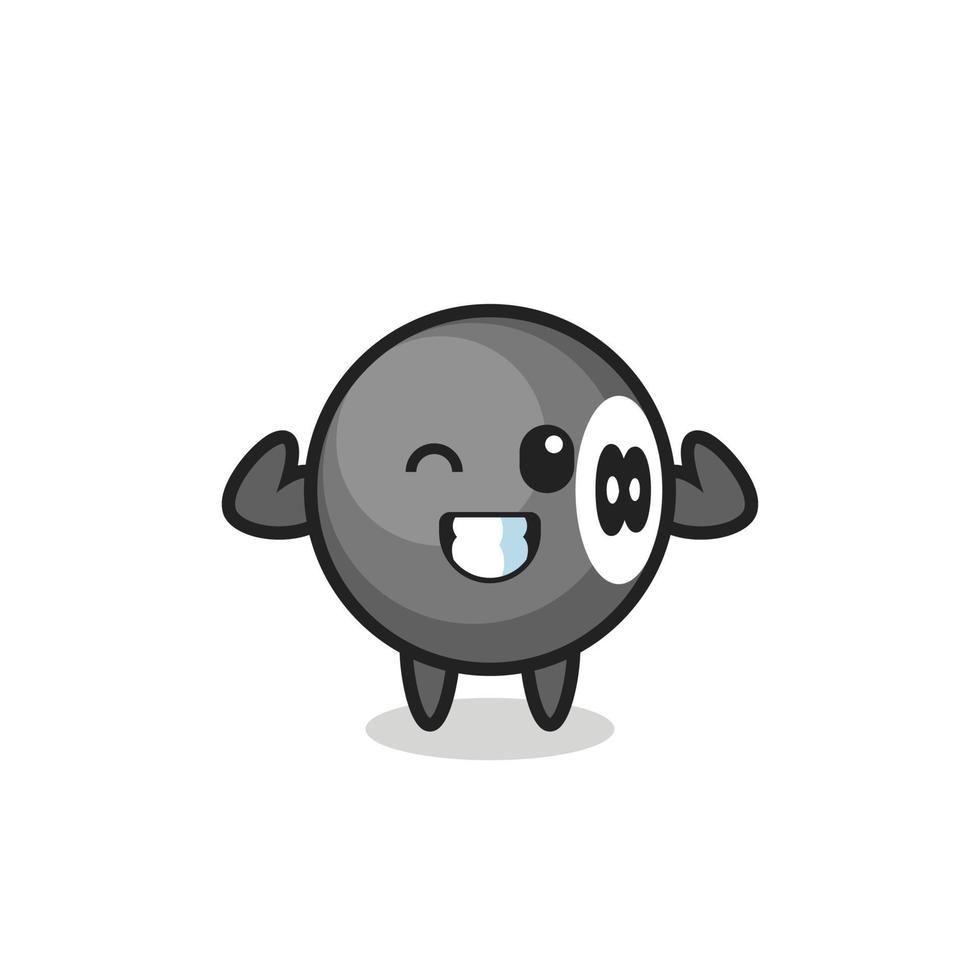 the muscular 8 ball billiard character is posing showing his muscles vector