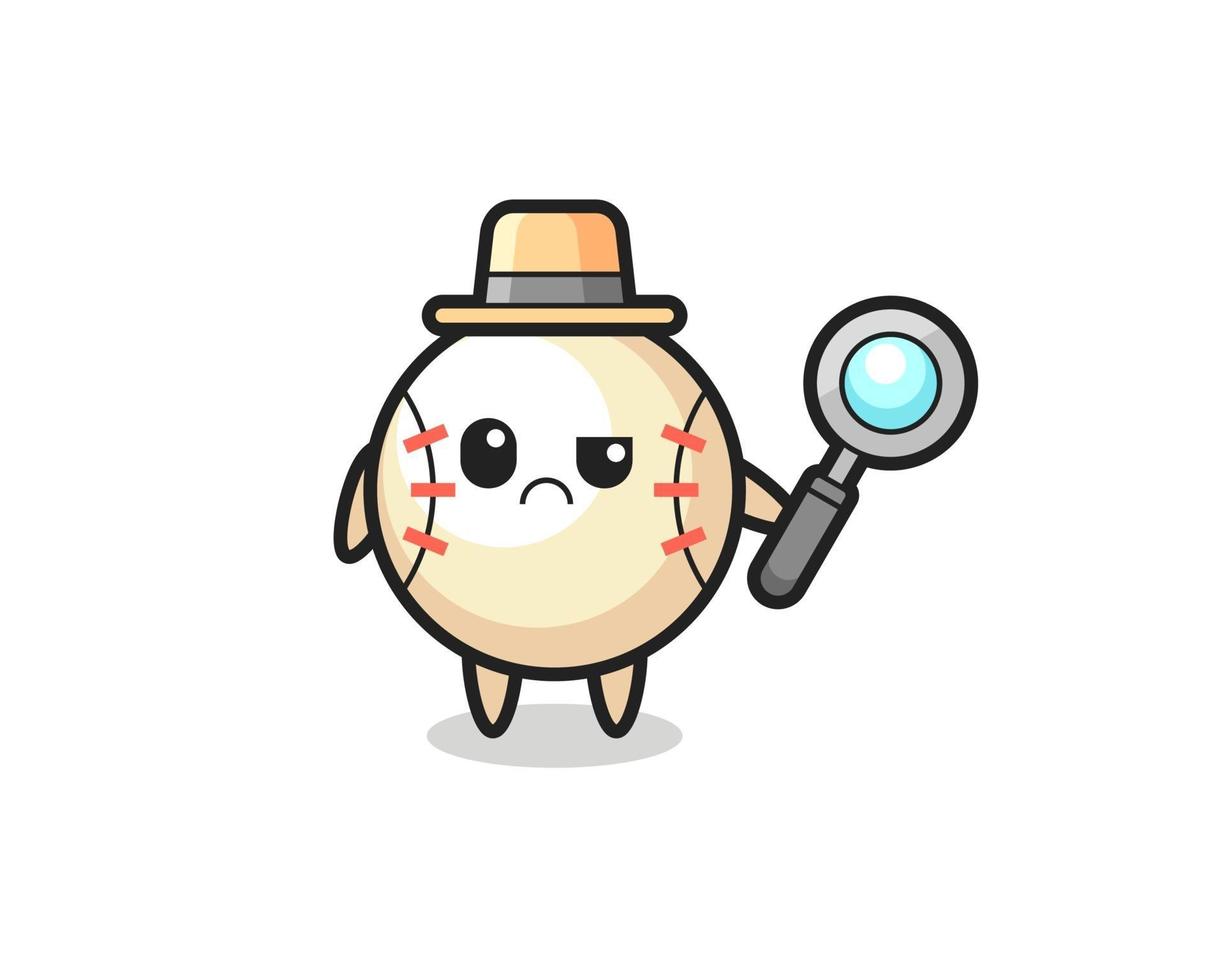 the mascot of cute baseball as a detective vector