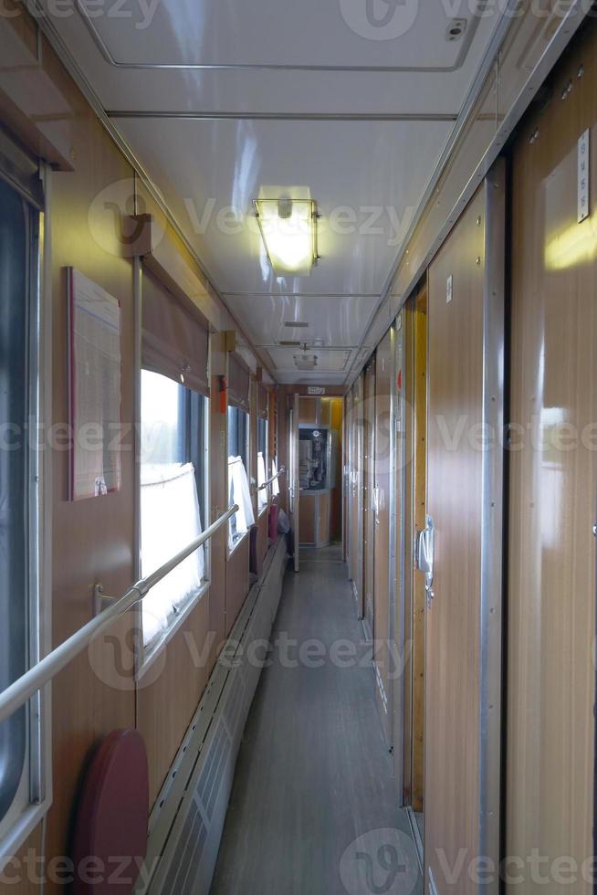 Trans Siberia carriage aisle interior, Russia photo