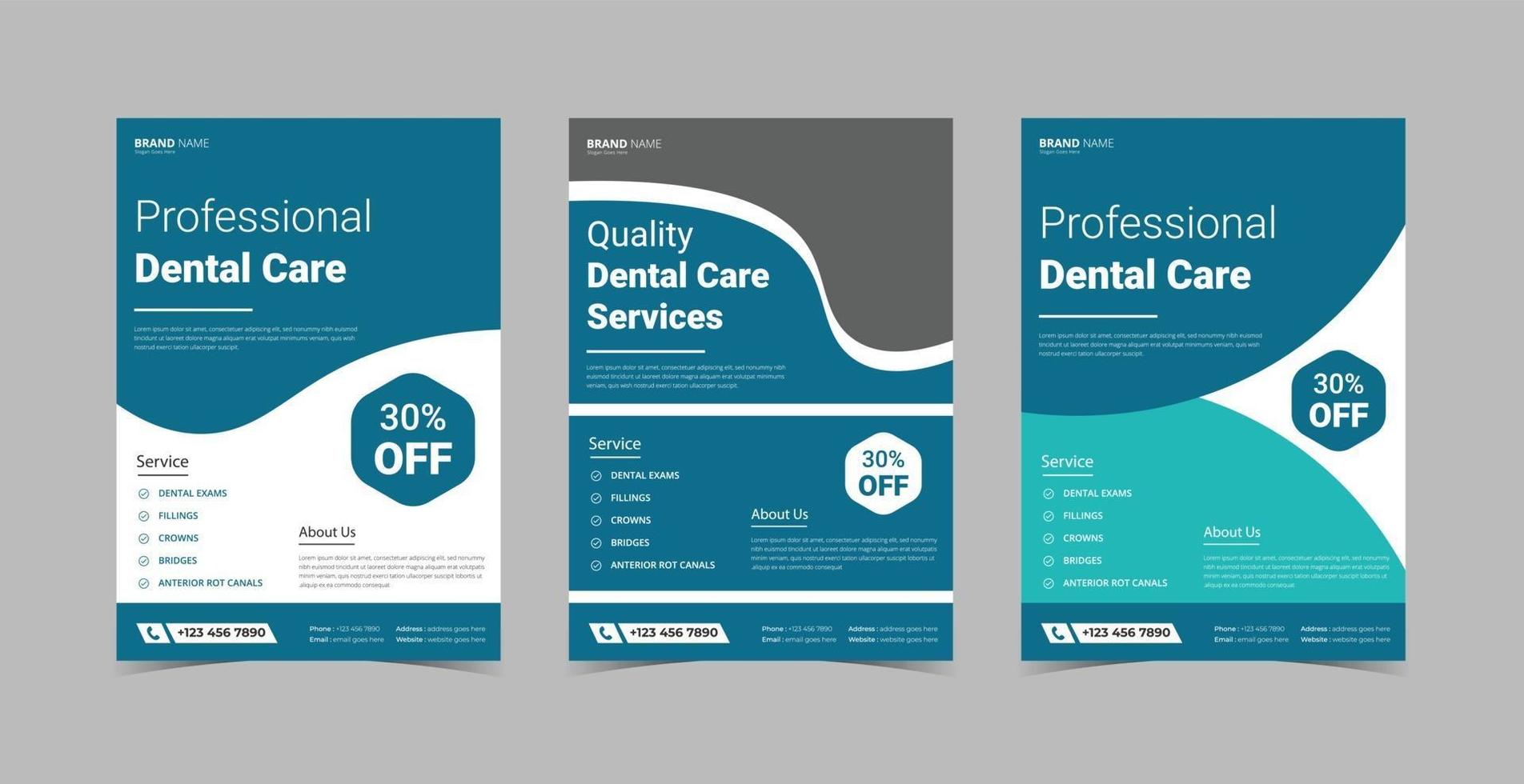 Dental care flyer design template bundle vector