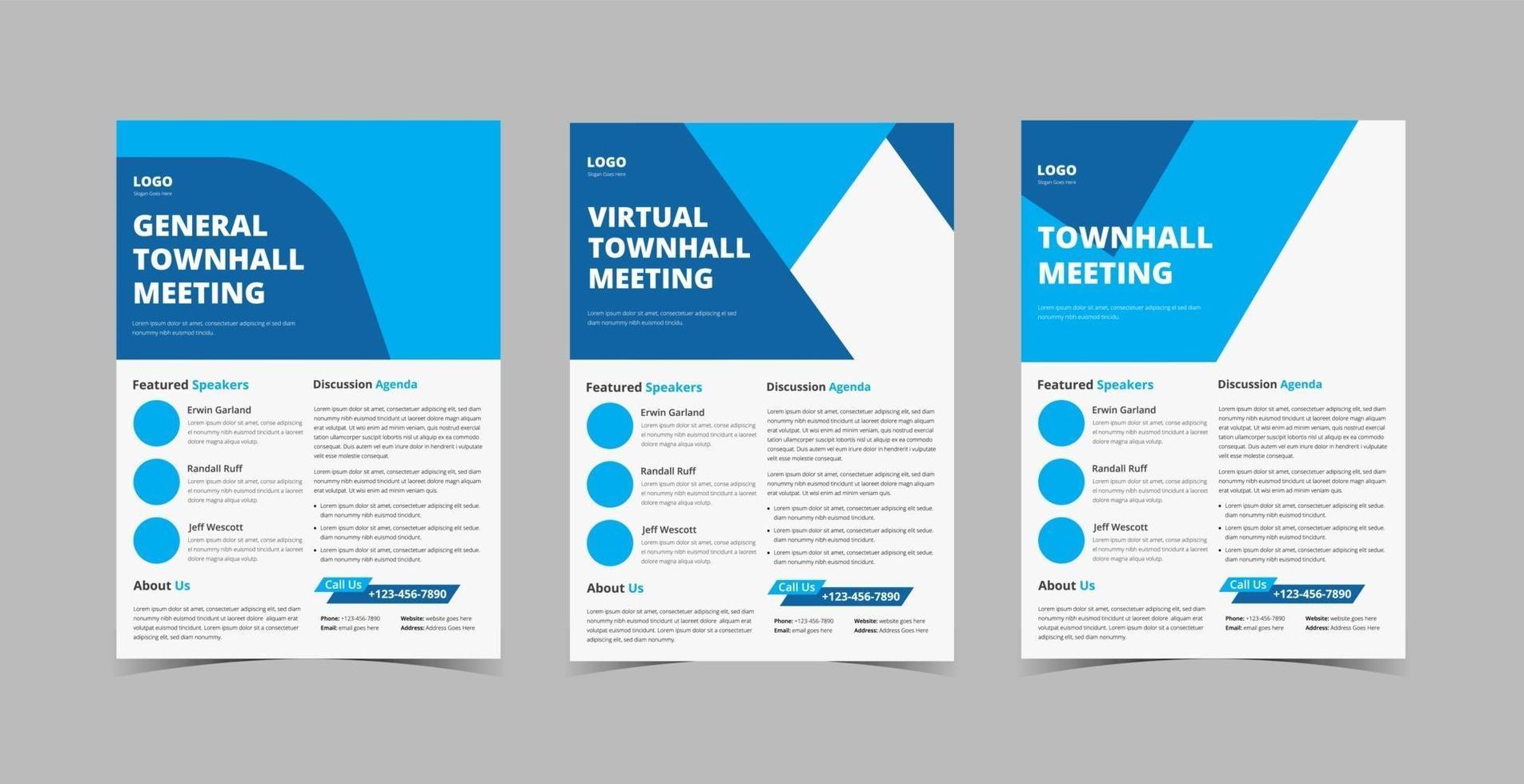 Townhall meeting flyer design template bundle vector