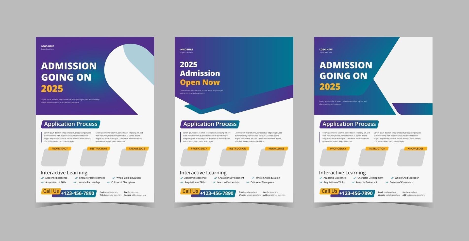 School admission flyer design bundle vector
