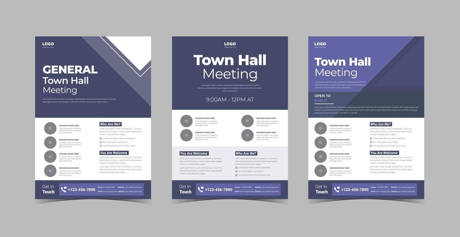 Townhall meeting flyer design template bundle vector