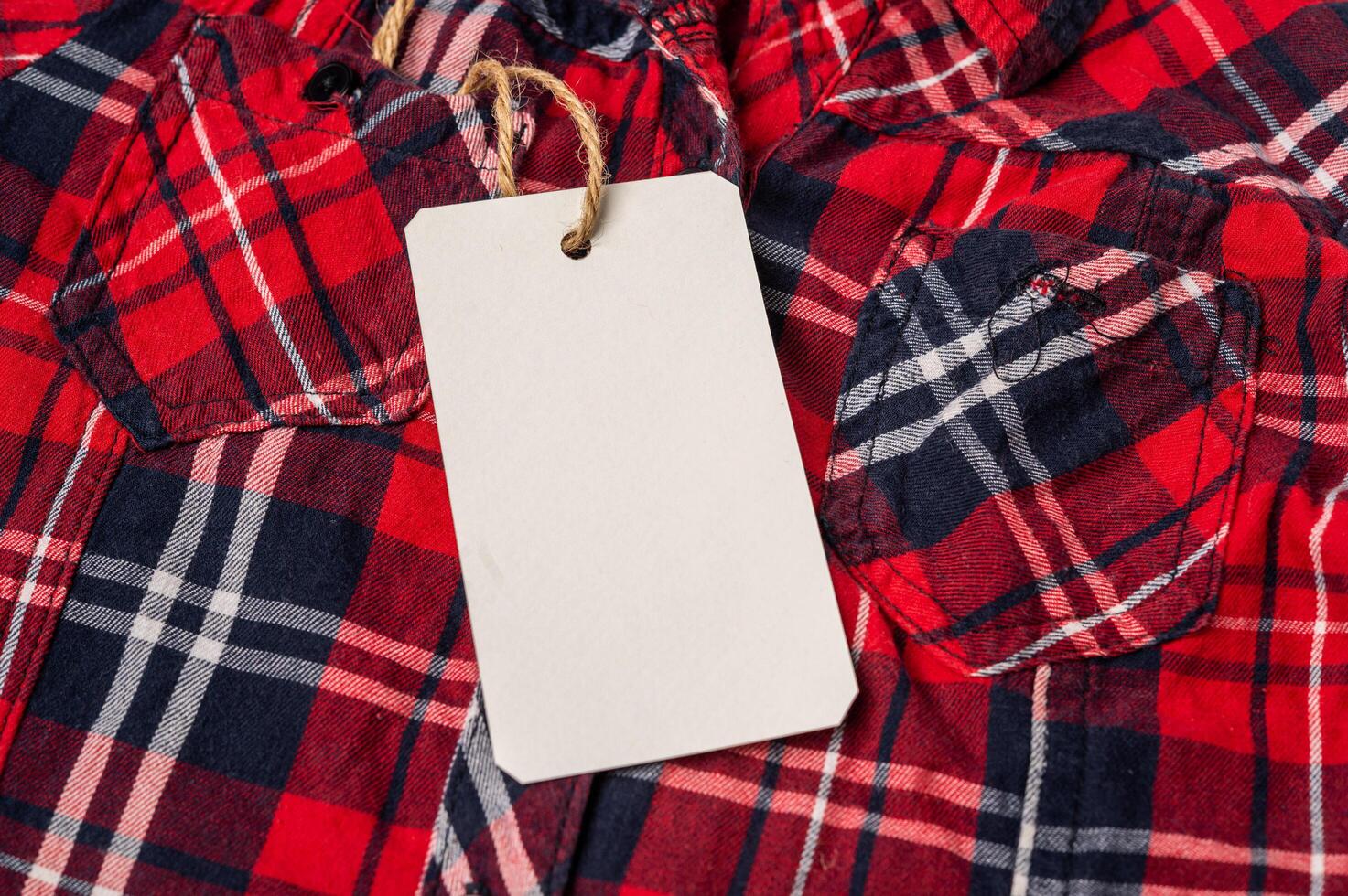 Red plaid shirt with tag photo