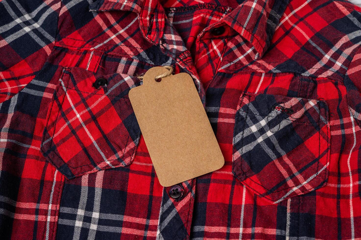 Red plaid shirt with tag photo