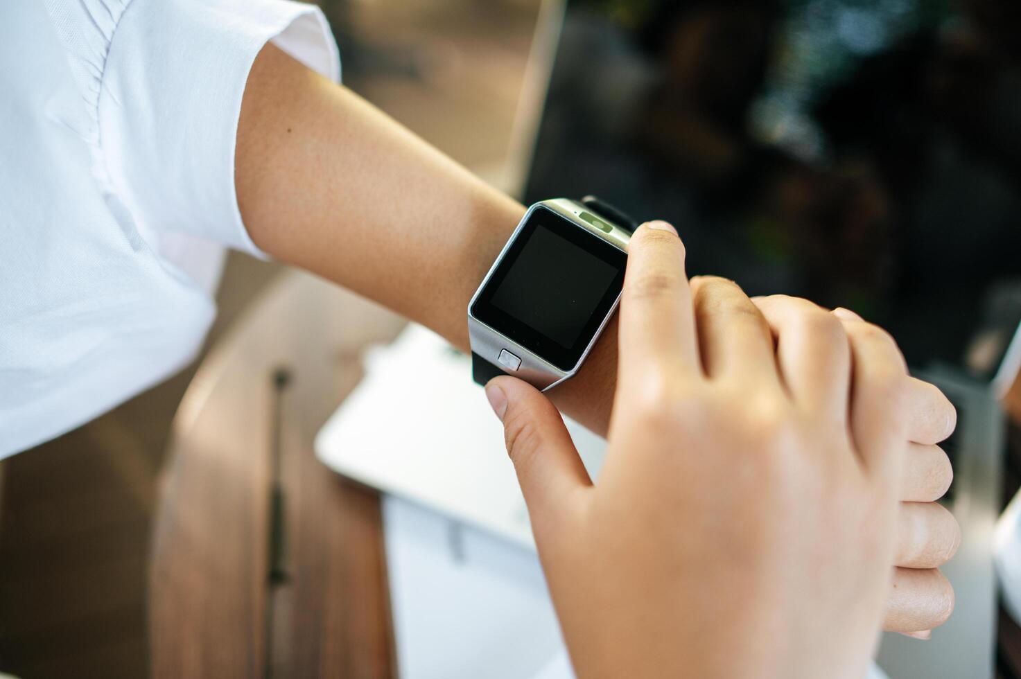 Smart watch on the wrist 3383846 Stock Photo at Vecteezy