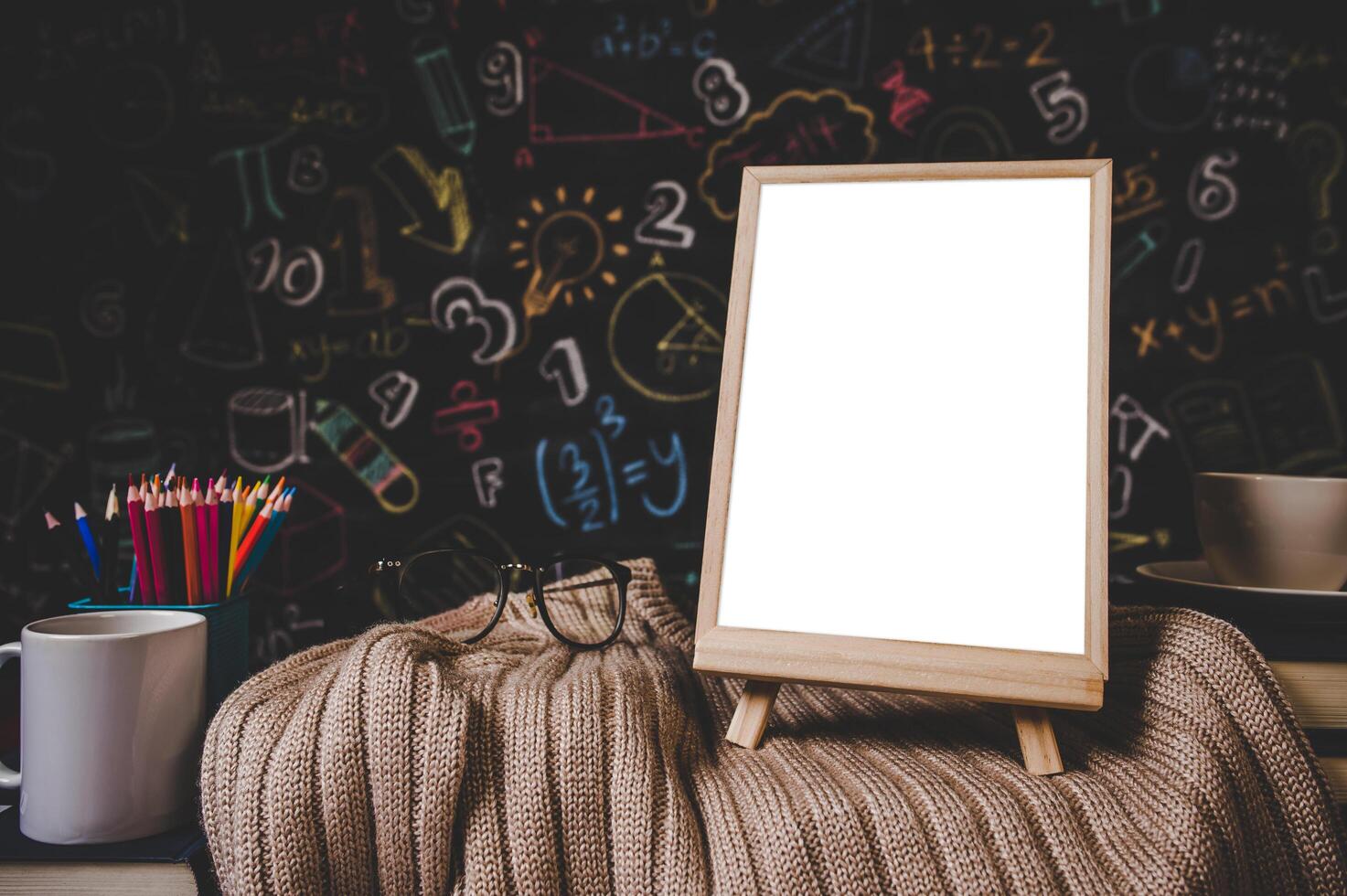 blank photo frame in the classroom