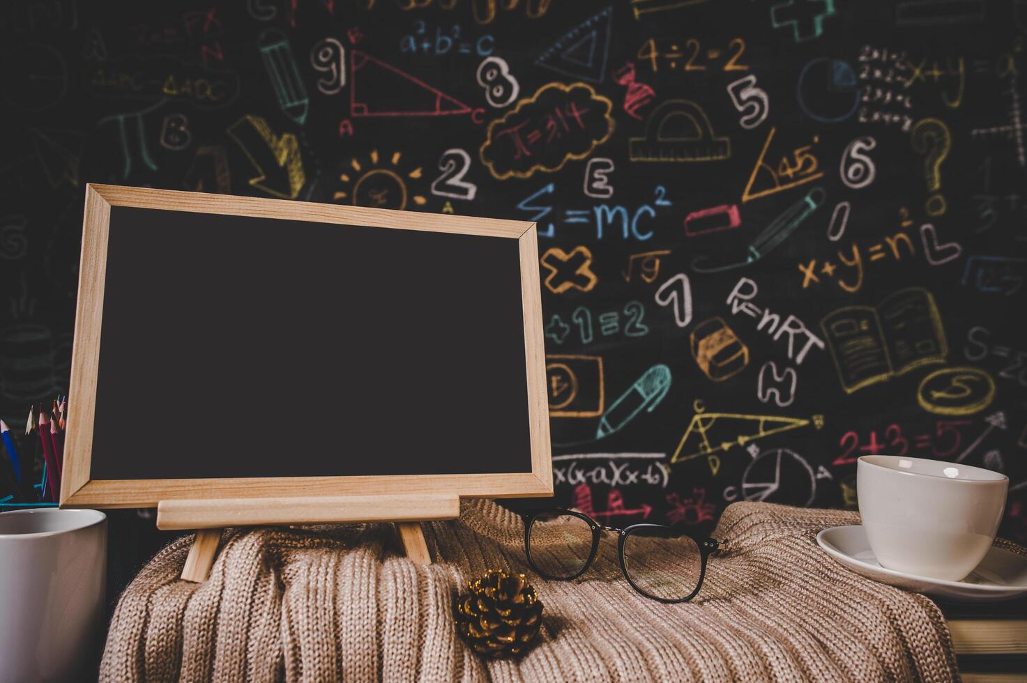 blank photo frame in the classroom