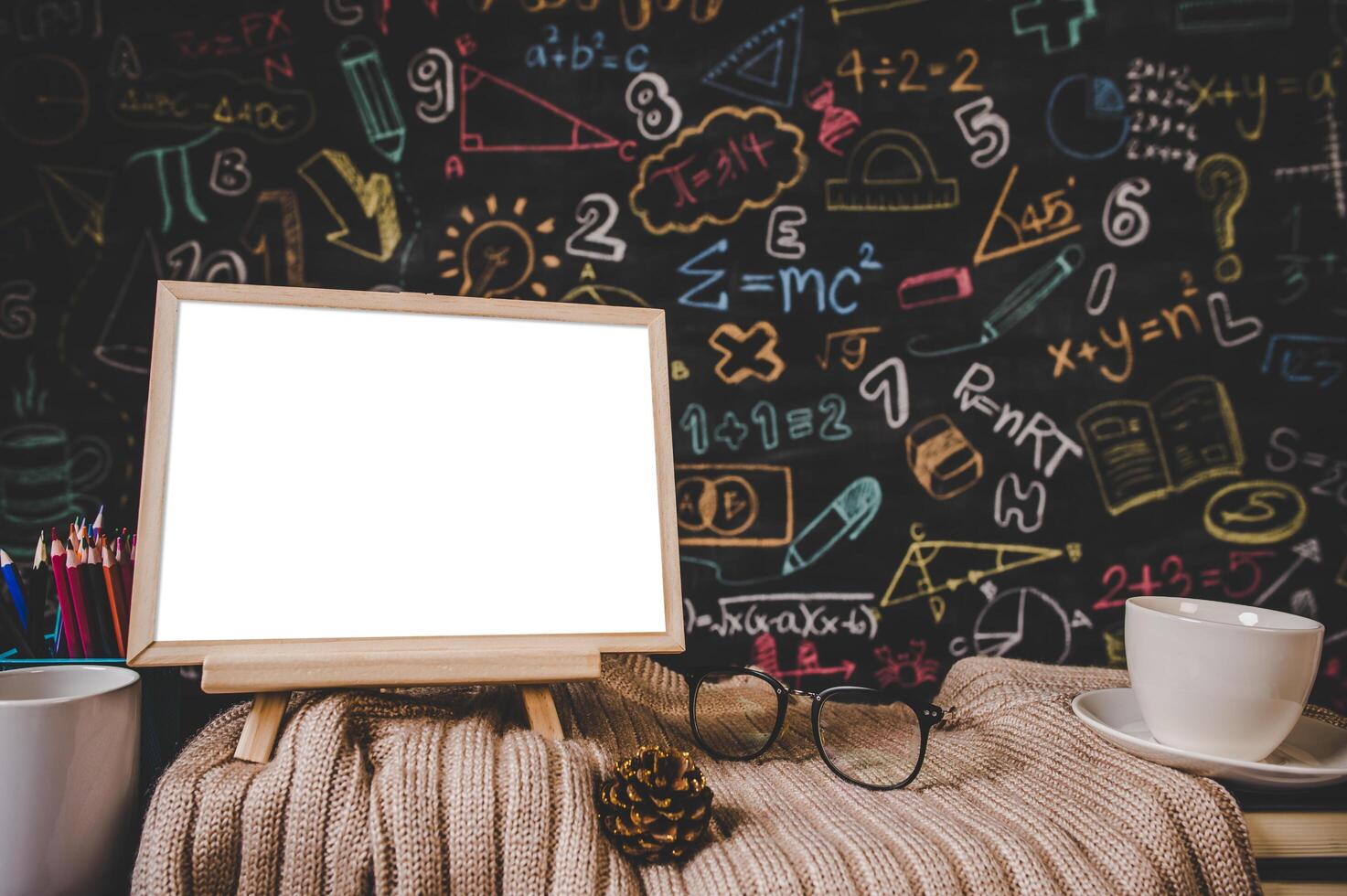 blank photo frame in the classroom