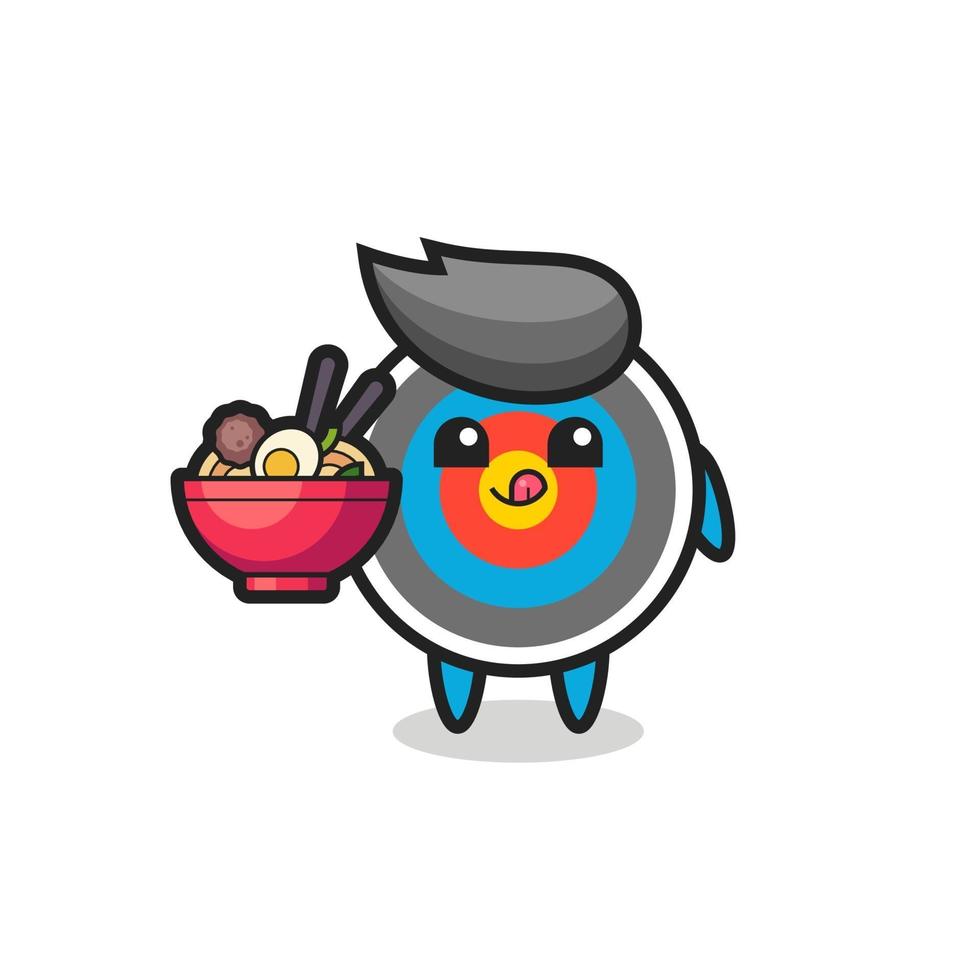 cute target archery character eating noodles vector