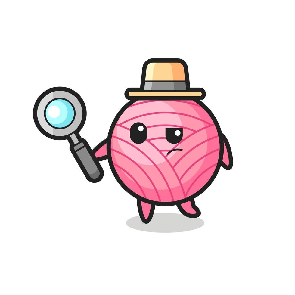 yarn ball detective character is analyzing a case vector