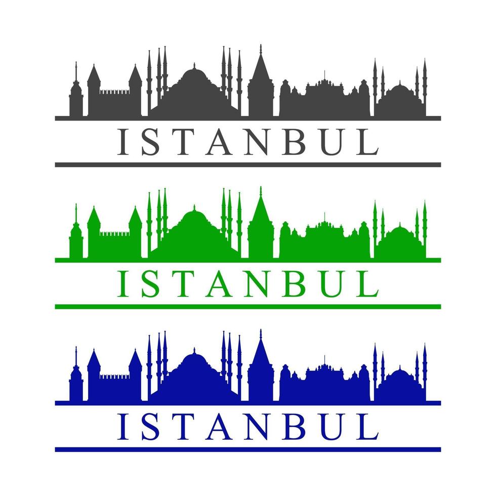 Estambul horizonte ilustrado sobre fondo blanco. vector