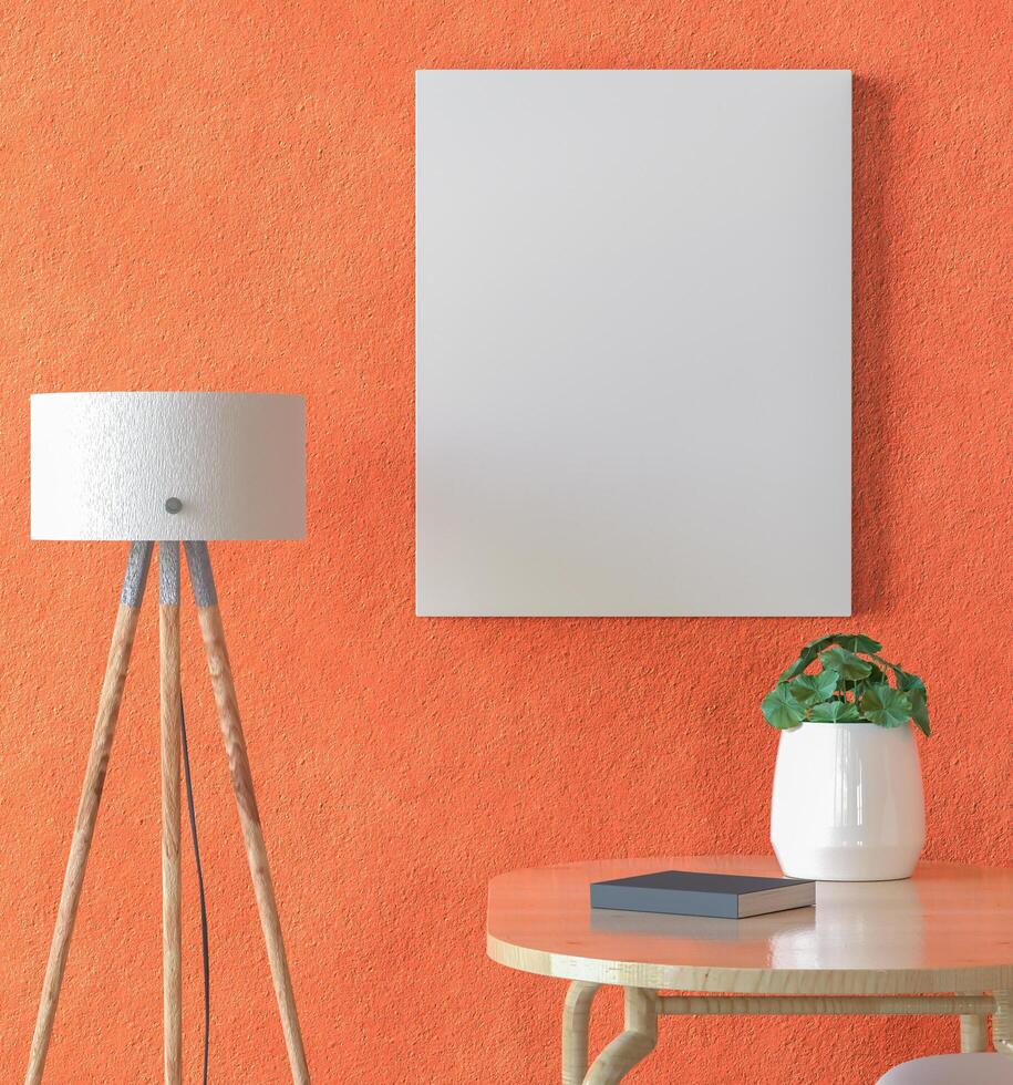 Picture frames with plant pots adorn the living room. photo