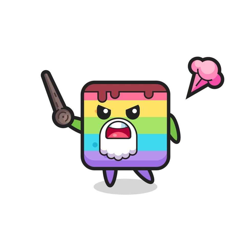 cute rainbow cake grandpa is getting angry vector