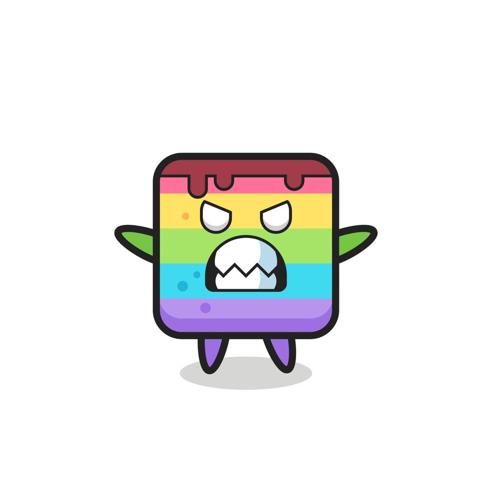 wrathful expression of the rainbow cake mascot character vector