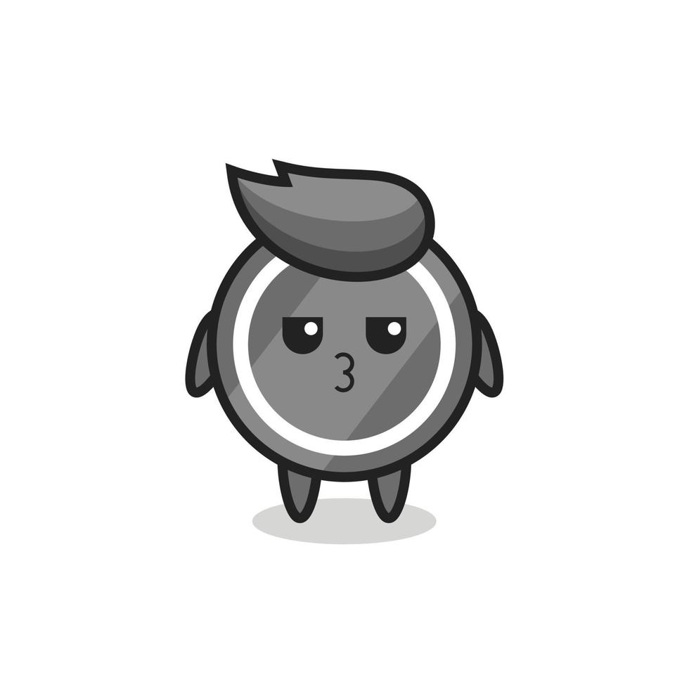 the bored expression of cute hockey puck characters vector