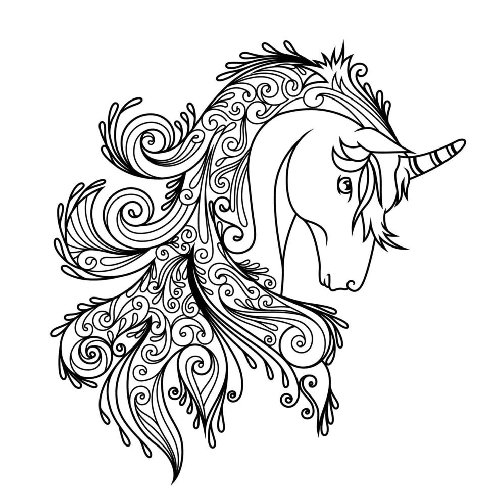 Unicorn Ornament Linear Style vector