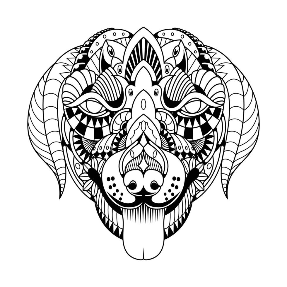 Dog Mandala Linear Style vector