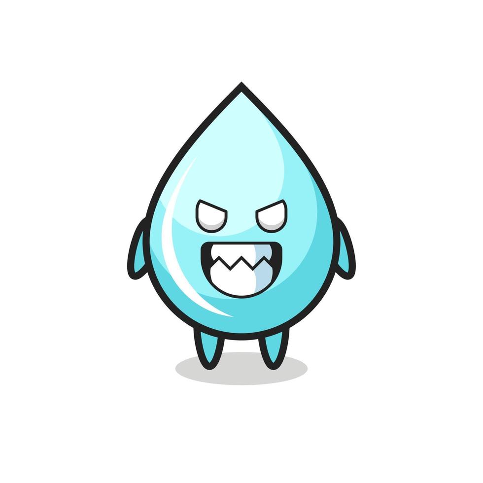 evil expression of the water drop cute mascot character vector