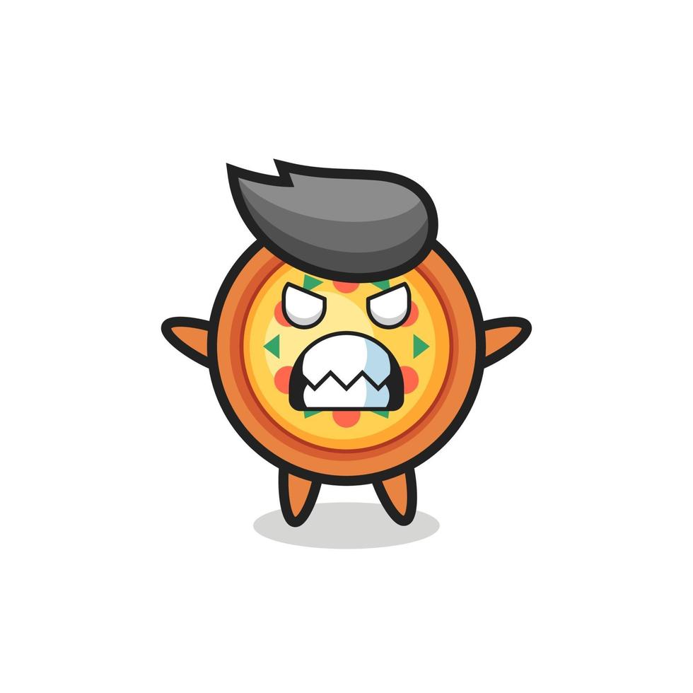 wrathful expression of the pizza mascot character vector