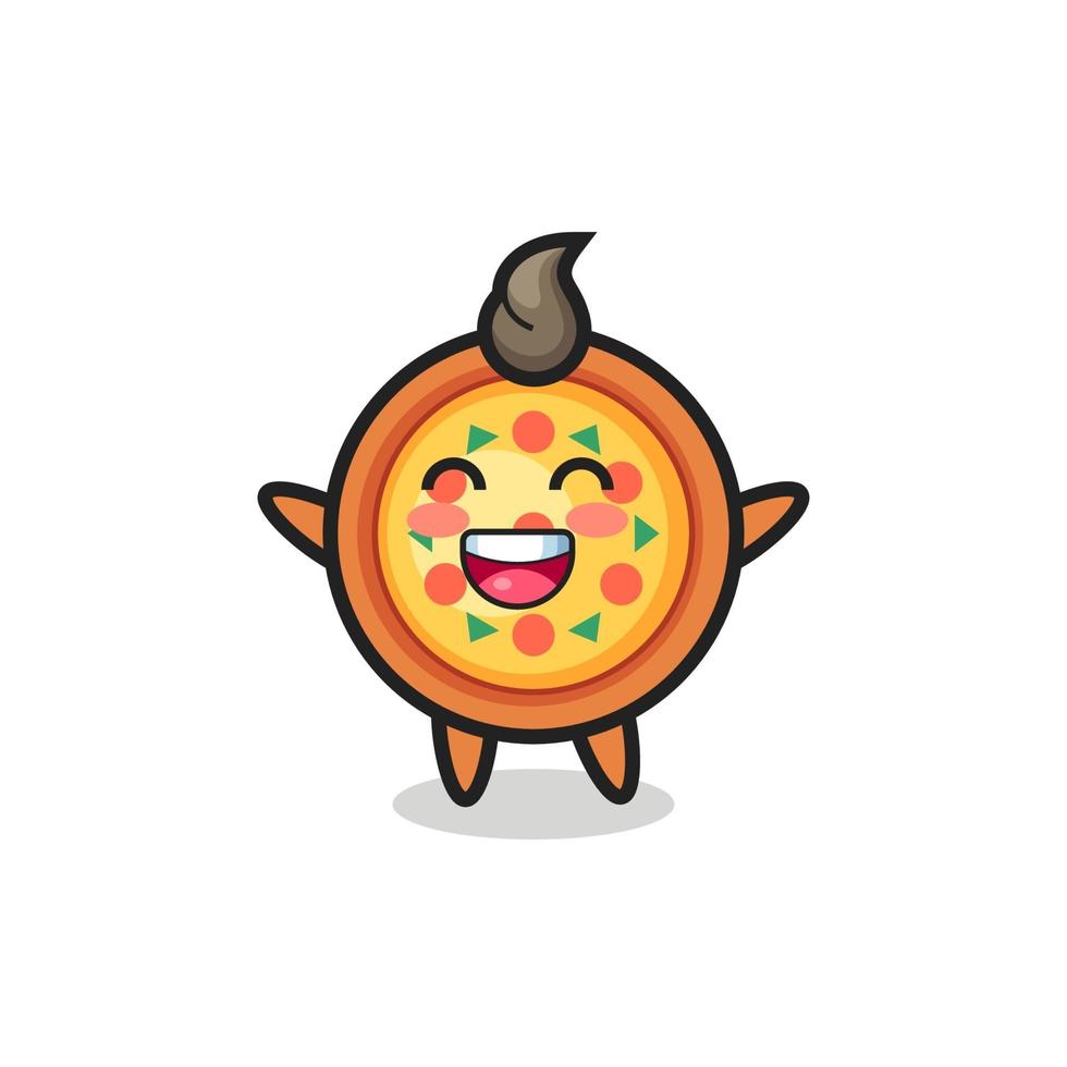 happy baby pizza cartoon character vector
