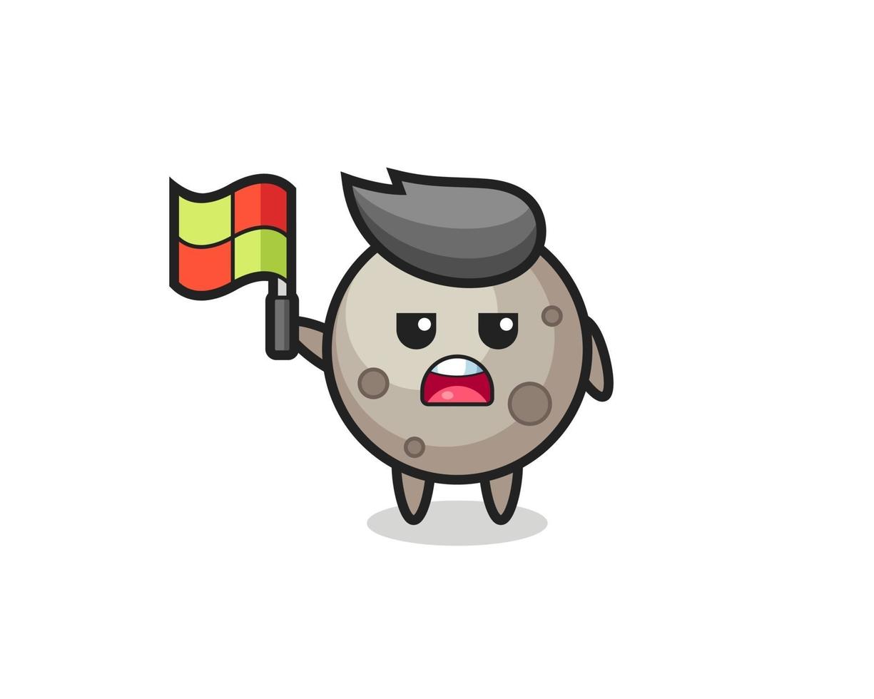 moon character as line judge putting the flag up vector
