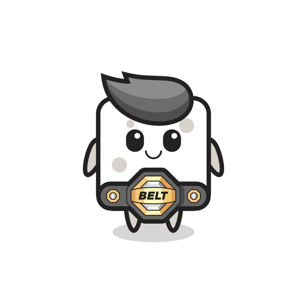the MMA fighter sugar cube mascot with a belt vector