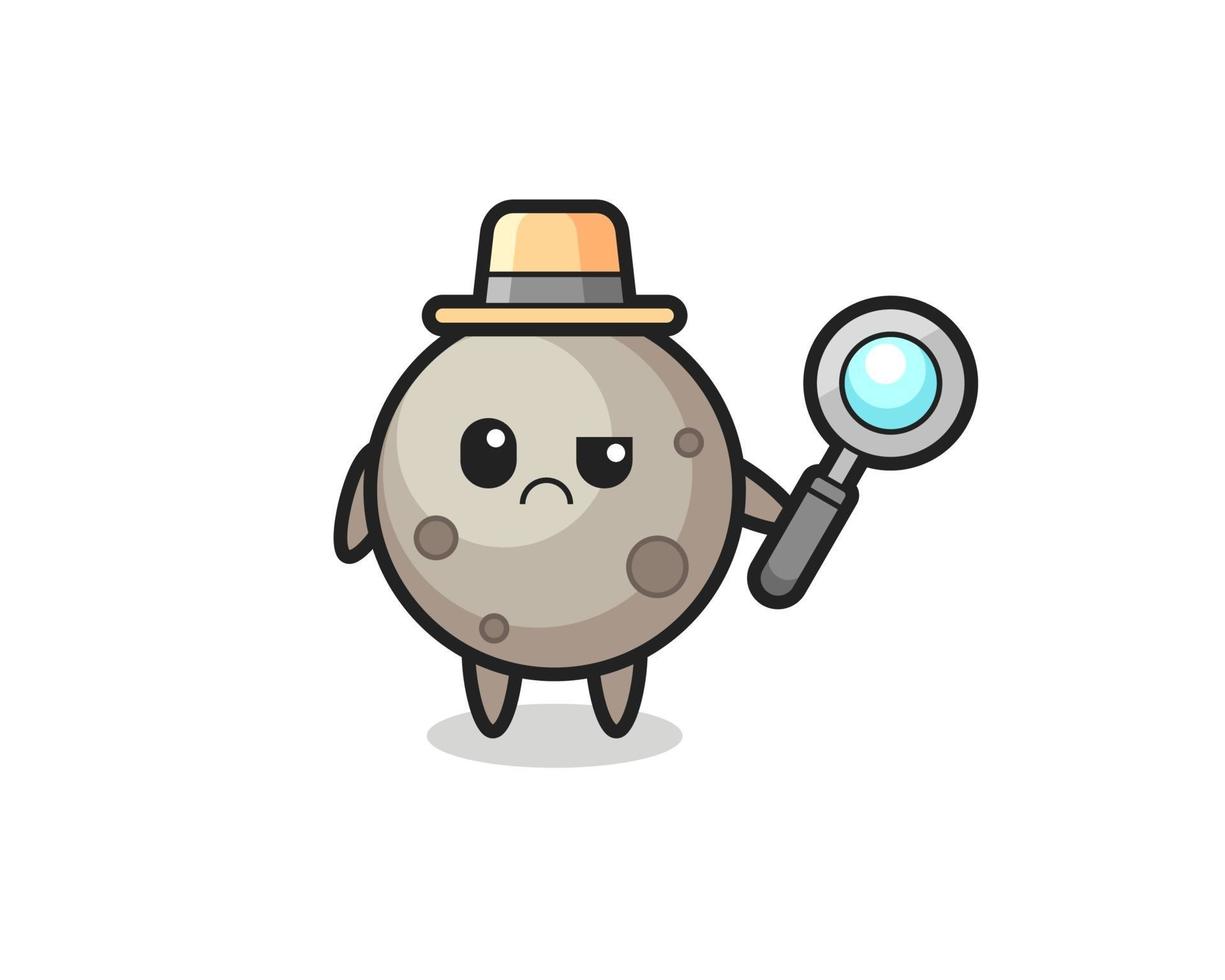 the mascot of cute moon as a detective vector