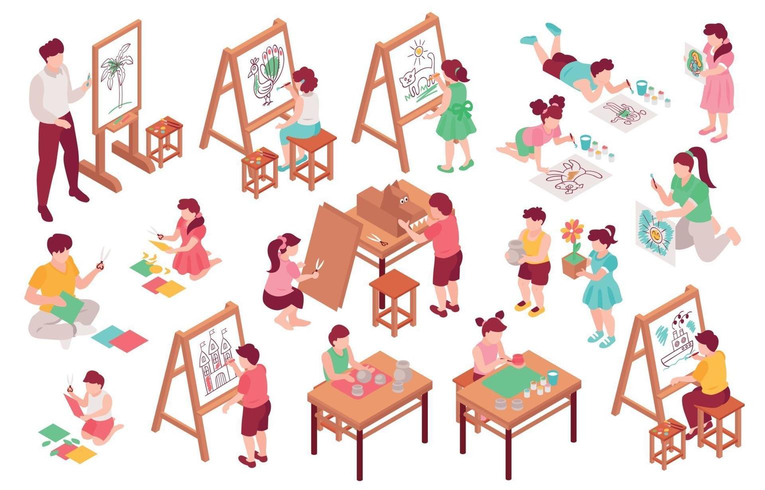 conjunto de escuela de arte para niños vector