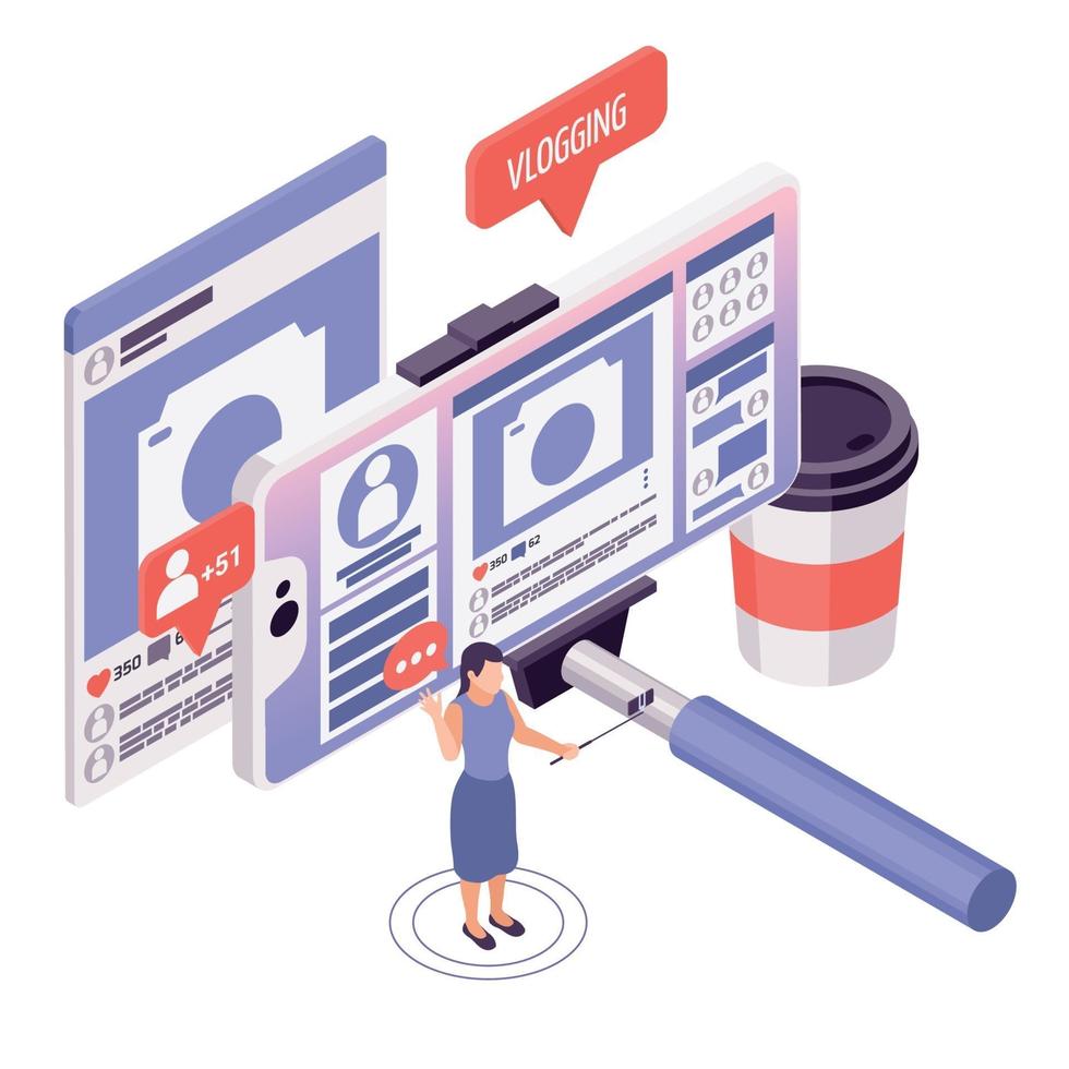 Vlogging Isometric Concept vector