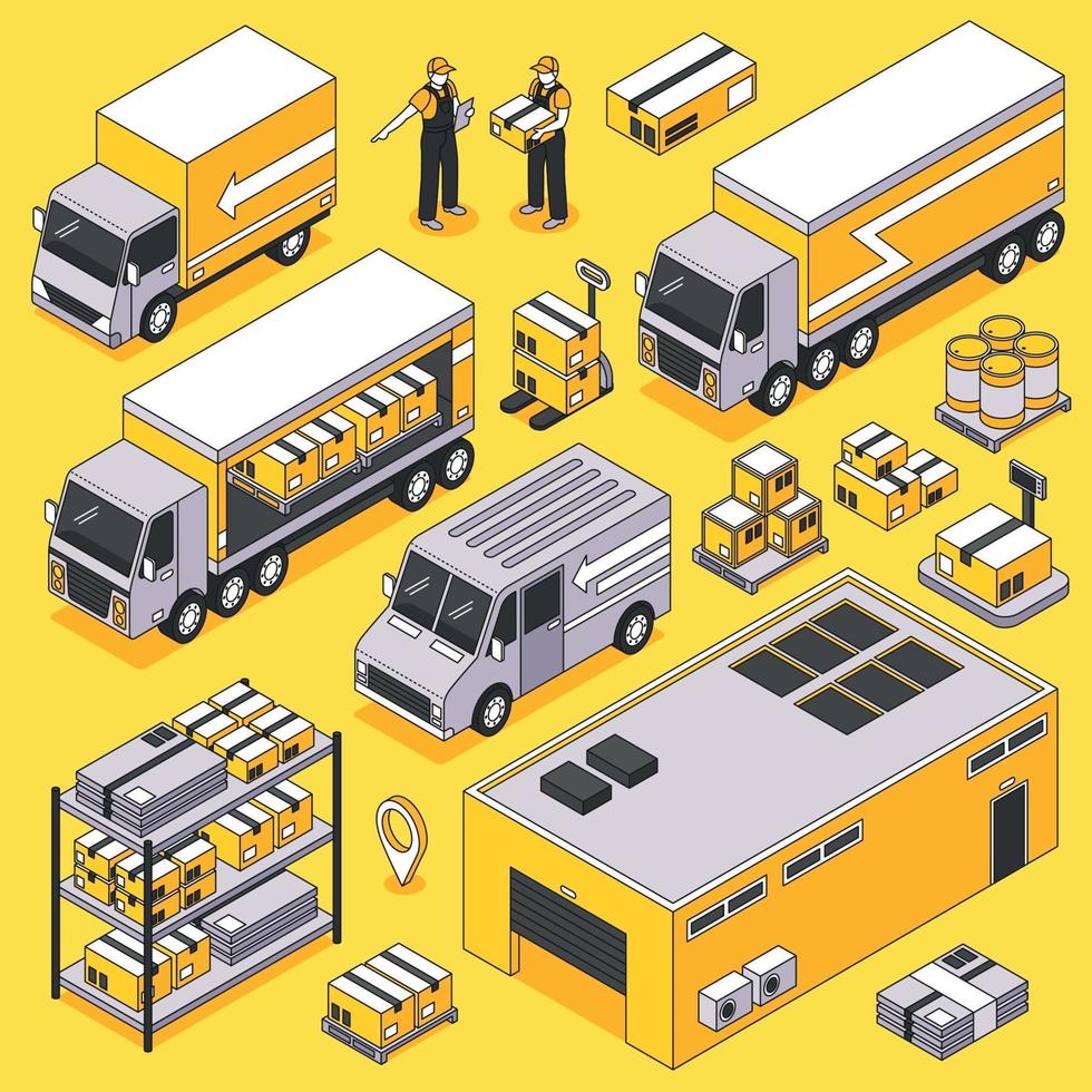 Logistics Isometric Set vector