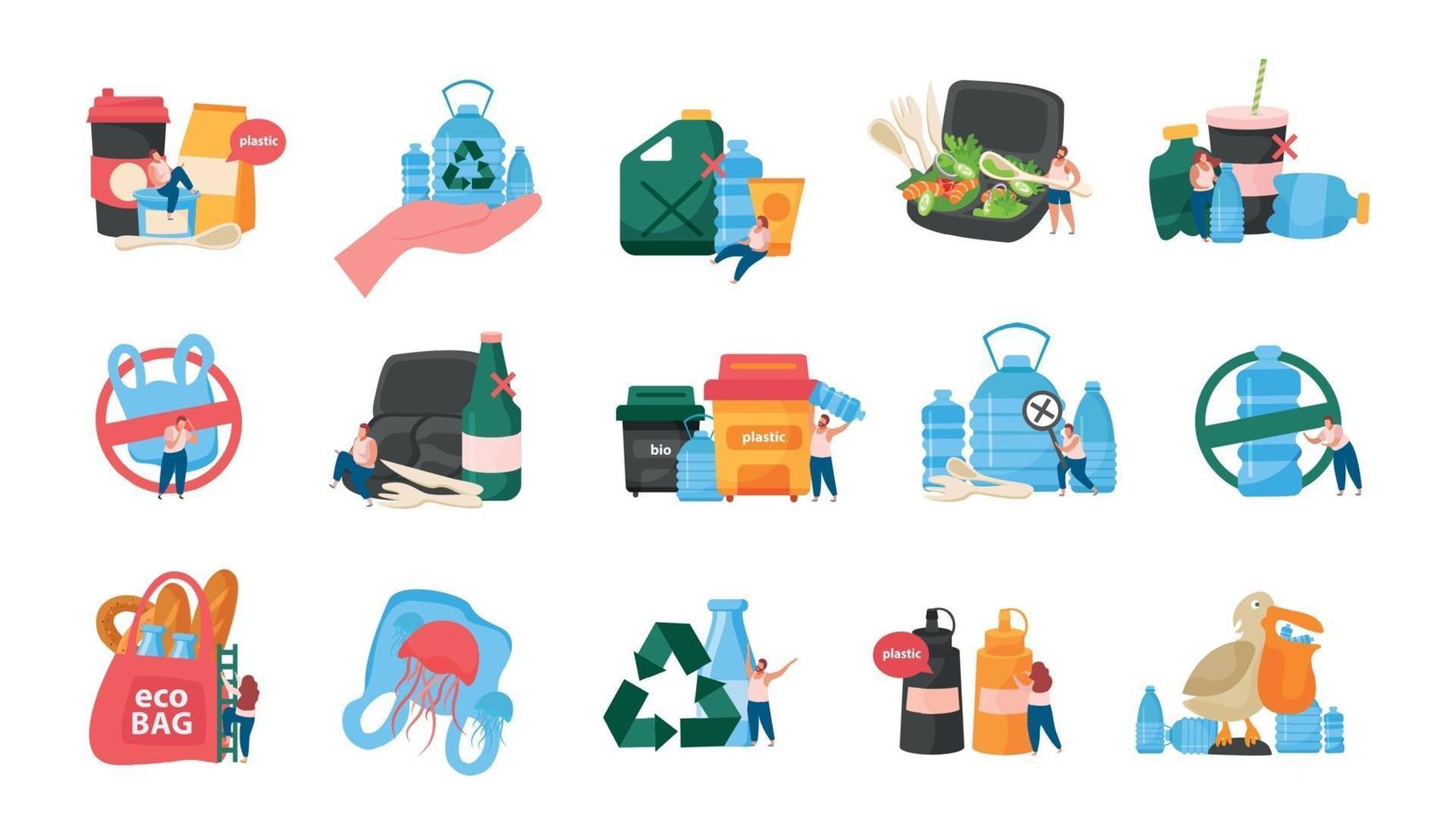 Self Care Flat Recolor Icon Set vector