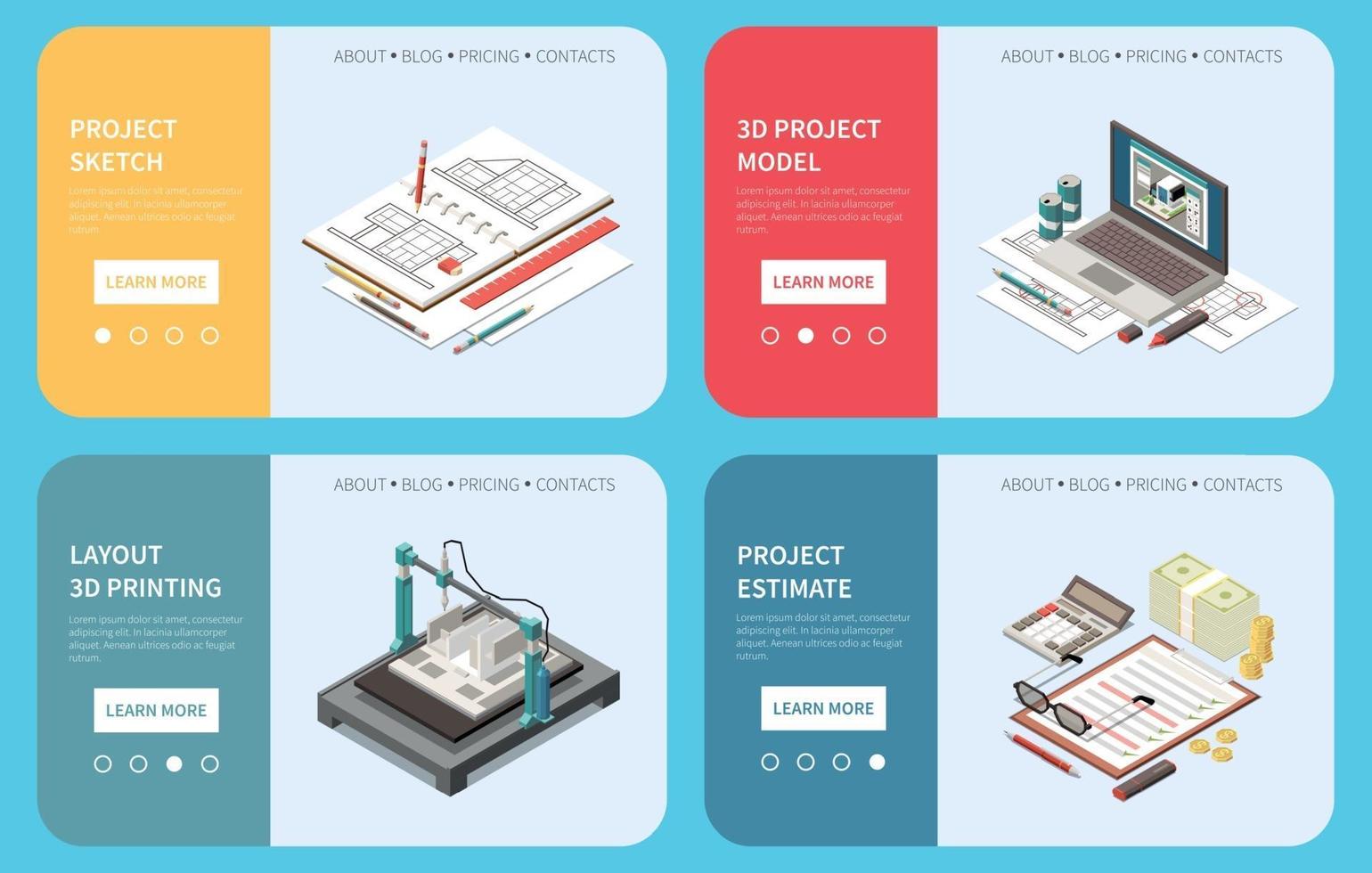 Isometric Architect Banners Set vector