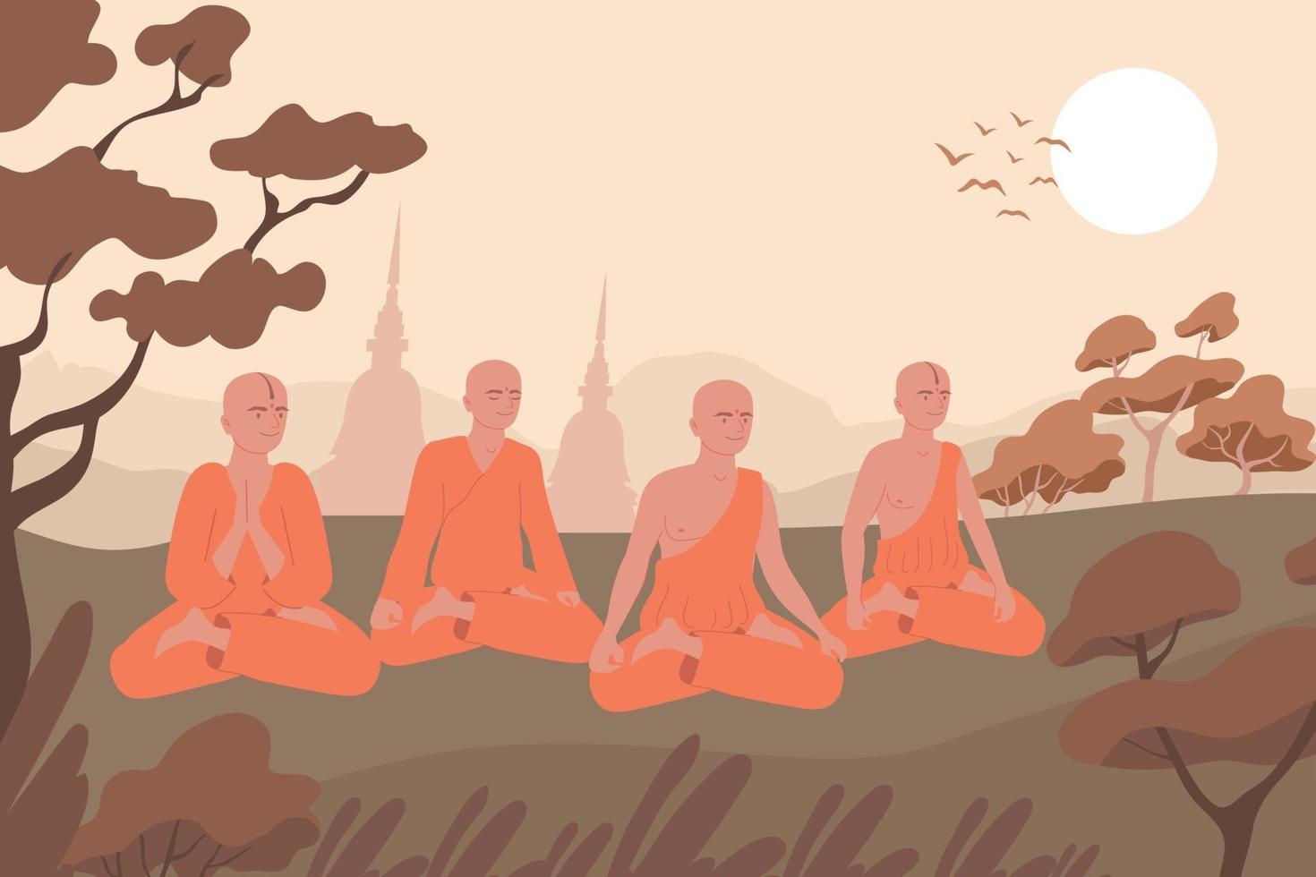 Buddhism Outdoor Prayer Composition vector