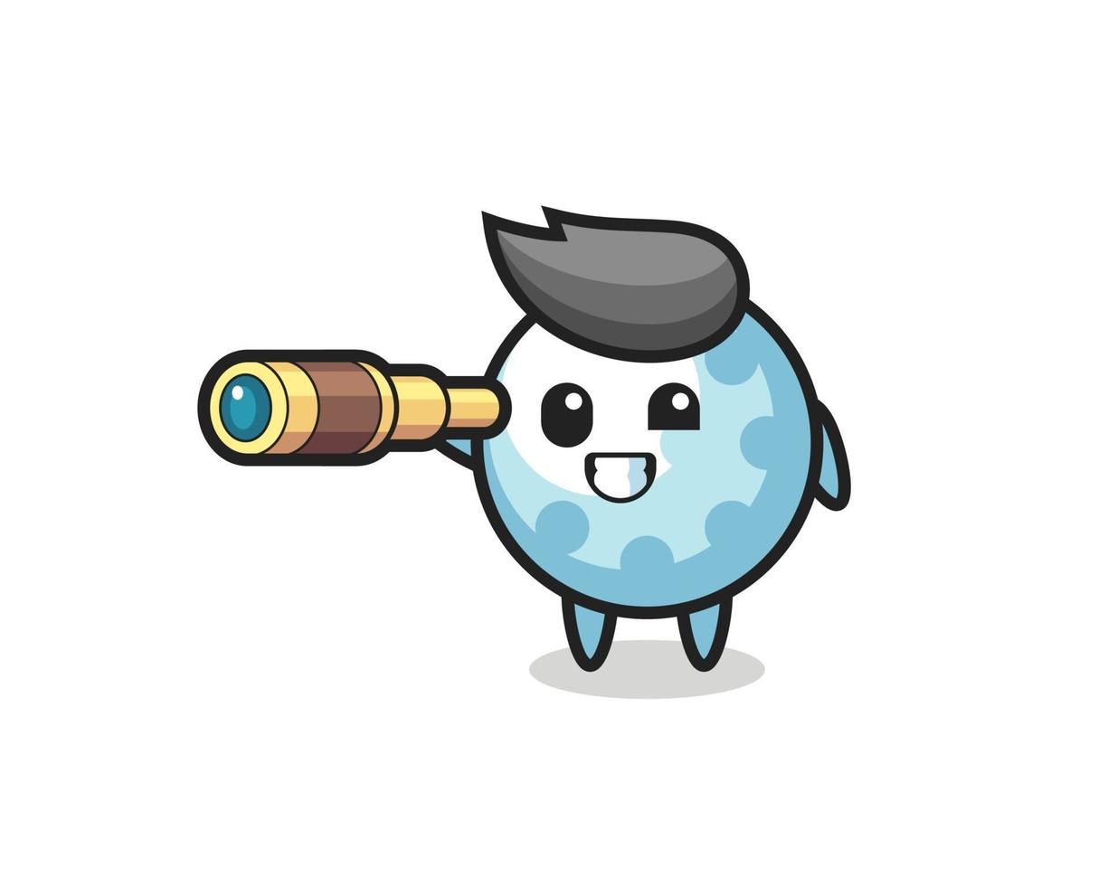 cute golf character is holding an old telescope vector