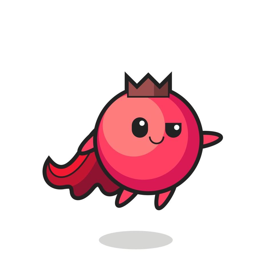 cute cranberry superhero character is flying vector
