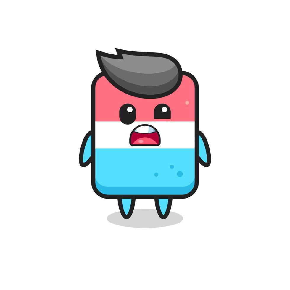 the shocked face of the cute eraser mascot vector