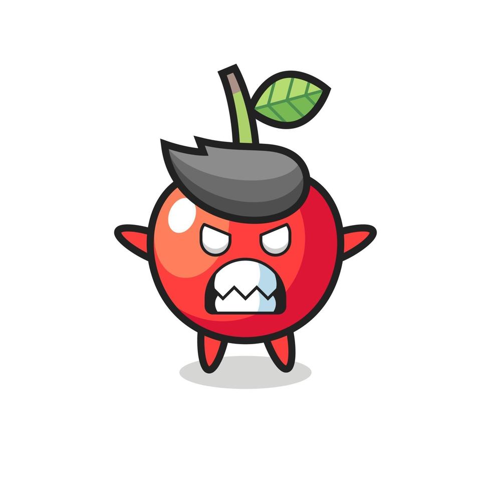 wrathful expression of the cherry mascot character vector